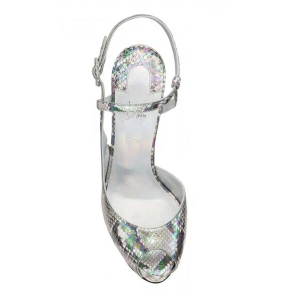 Christian Louboutin Jenlove Alta 120 Grey Snake Platform Sandal Heel Pump 38.5 - Picture 6 of 12